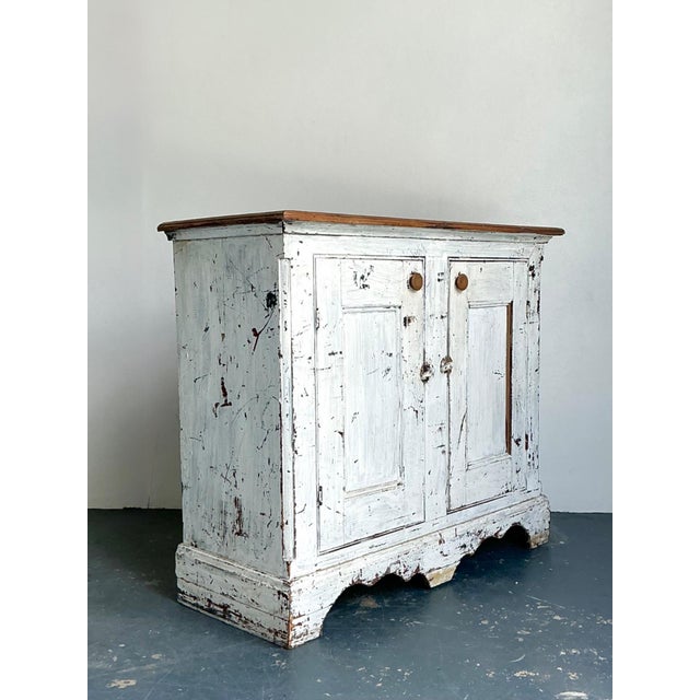 Antique White Distressed Wooden Primitive Sideboard For Sale - Image 11 of 12
