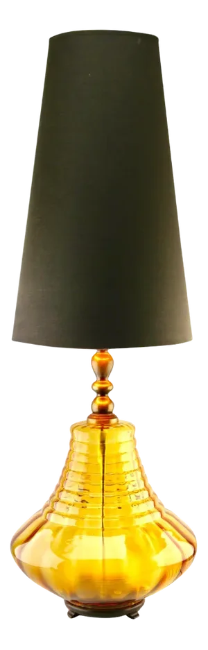 Glass Table Lamp with Optical Vertical-Horizontal Ribs in Light Amber Tint from Empoli