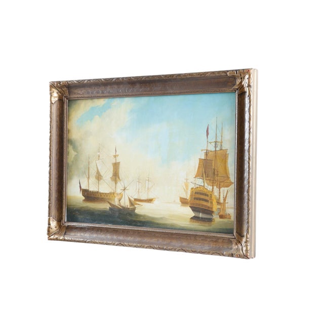 A framed oil on canvas titled "A Calm Morning" by listed British artist J V Capua (b. 1949). The scene depicts ‘British...