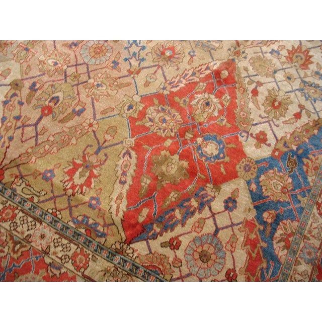 Beautiful Ivory Background and Rosette Medallion Design Antique Persian Tabriz Rug For Sale In New York - Image 6 of 7