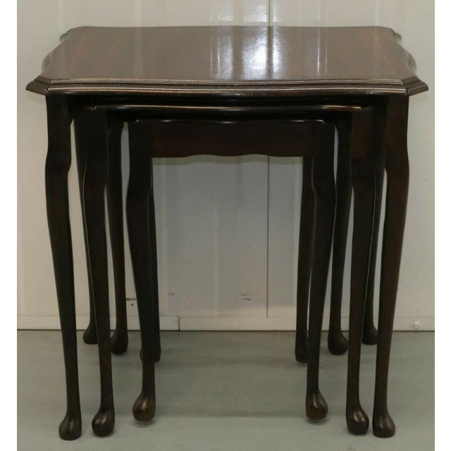 Mahogany Nesting Tables on Cabriole Legs, Set of 3 For Sale - Image 3 of 11