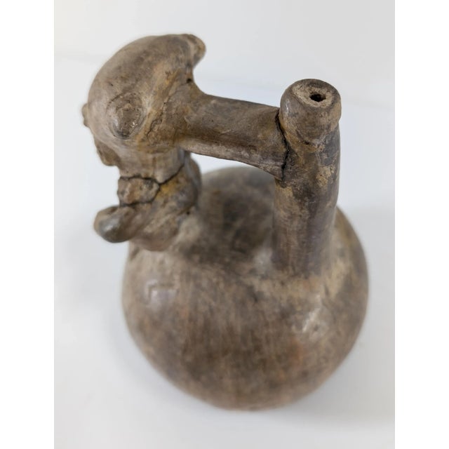Ceramic Pre-Columbian South American Figural Pottery Vessel With Spout For Sale - Image 7 of 11