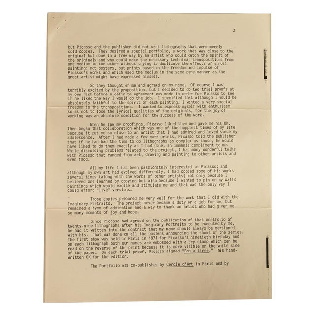 Original Colored Cubist Imaginary Portrait Signed Numbered by Pablo Picasso, 1969 With Marcel Salinas Letter For Sale - Image 17 of 18