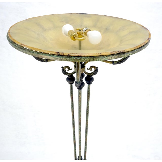 Large 24" Diameter Onyx Shade Black Marble Maitland Smith Floor Lamp MINT For Sale - Image 9 of 15