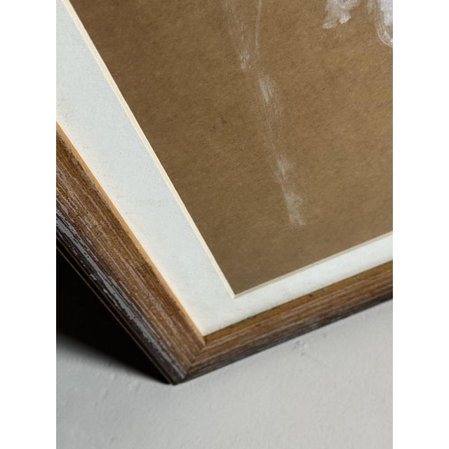 Brown Unknown, Mythological Scene, Chalk on Paper, Framed For Sale - Image 8 of 13