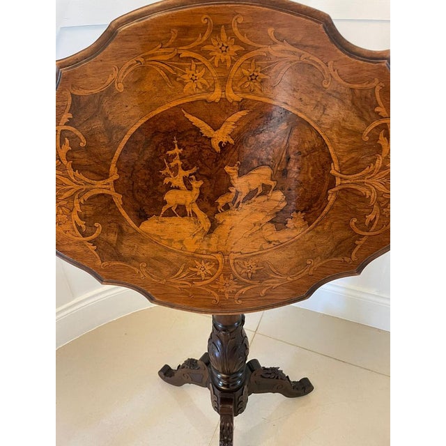 Wood Antique Victoria Swiss Walnut Swiss Black Forest Table, 1860s For Sale - Image 7 of 18