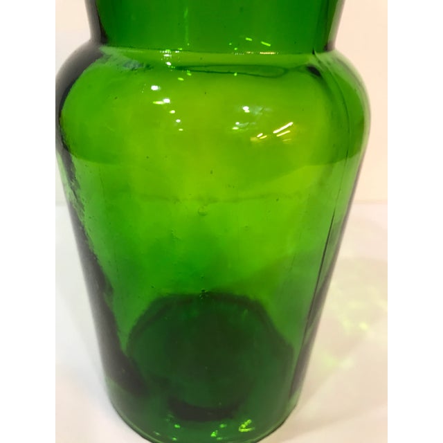Mid 20th Century Green Apothecary Jars With Glass Lids -Set of 2 For Sale - Image 10 of 13