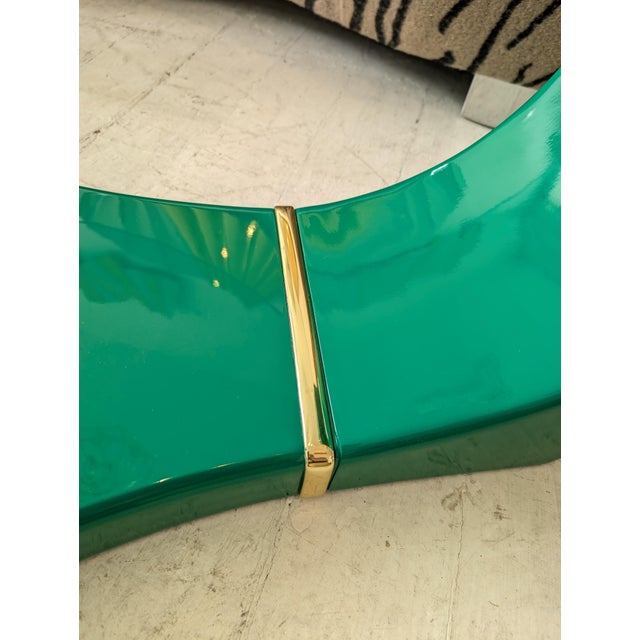Large Vintage Postmodern American Green Lacquer and Gold Coffee Table in the style of Karl Springer, 1980s For Sale - Image 10 of 16