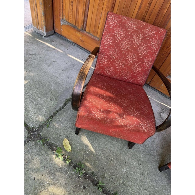 Set of Red Lounge Chairs by Jindrich Halabala for Up Zavody, 1930s For Sale - Image 3 of 13