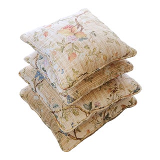 Custom Vintage Silk Chinoiserie Brocade Accent Pillows- Set of 4 For Sale