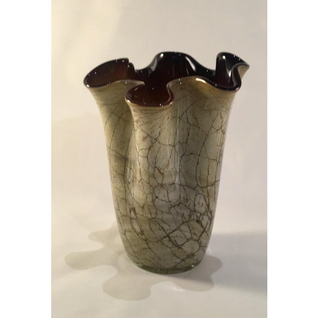 Vintage Jozefina Krosno Handkerchief Vase in HandBlown Marbled Glass