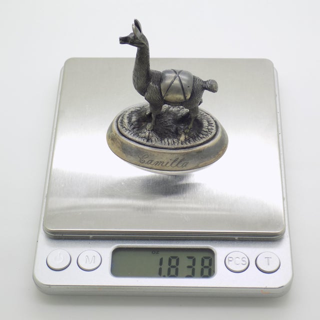 Vintage Peruvian Handmade Genuine Sterling Silver Camusso Brand Llama Figurine For Sale - Image 9 of 10