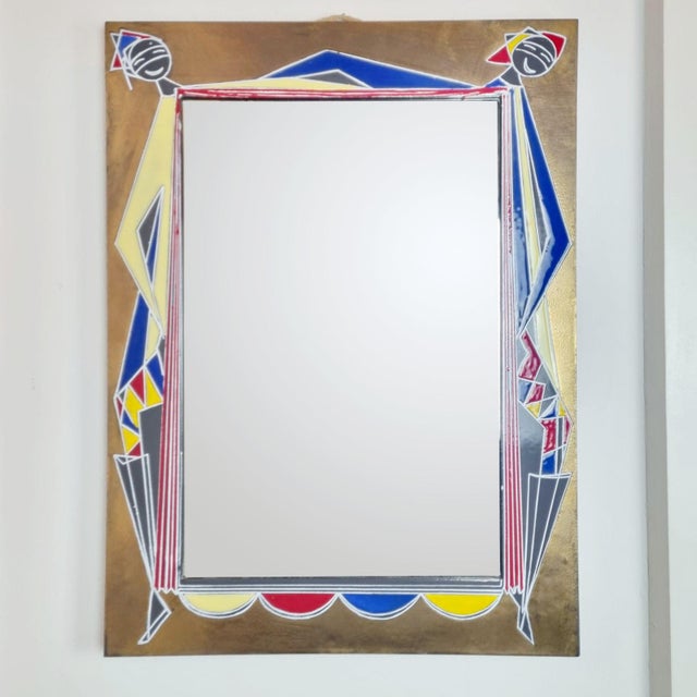 Mid-Century Modern Italian Wall Mirror in Enamel by Siva Di Poggibonsi, Italy, 1960s For Sale - Image 3 of 14