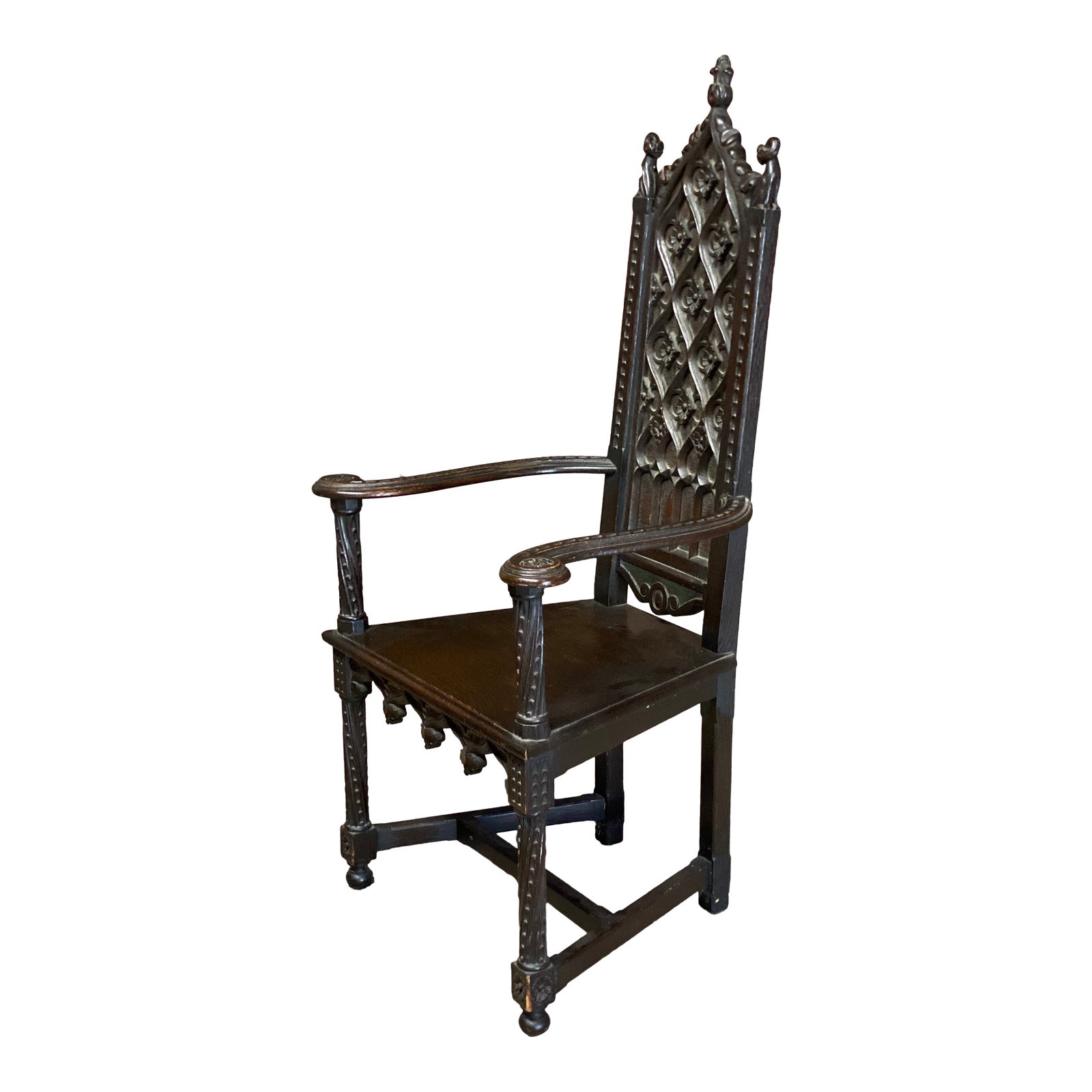 Victorian Era Carved English Feudal Oak Throne Chair Chairish