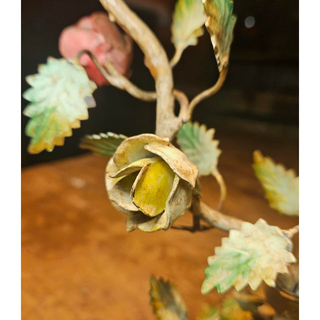 Vintage Italian Toleware Two Arm Candelabra For Sale - Image 10 of 12