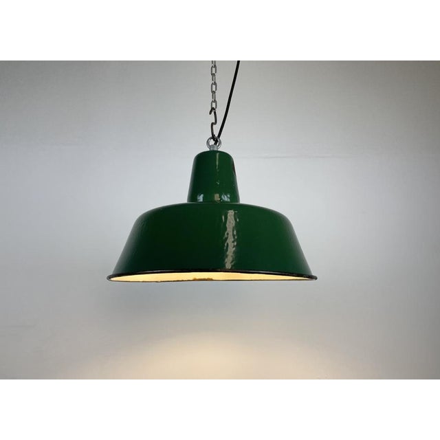 Industrial Green Enamel Pendant Lamp, 1960s For Sale - Image 9 of 16