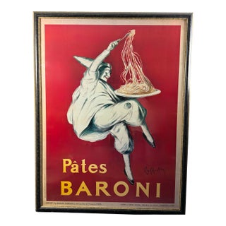 Vintage Reproduction Framed Pates Baroni 1921 French/Italian Cappiello 54x41 In For Sale