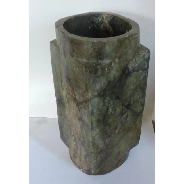 Chinese Antique Chinese Carved Stone Cong For Sale - Image 3 of 11