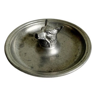 Fox Head Vide Poche Catchall in Pewter For Sale