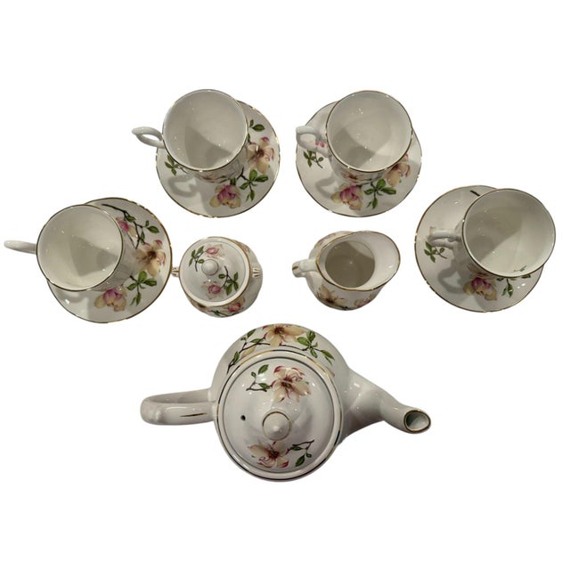 Mid 20th Century Mid 20th Century Fine English China Staffordshire Collection Tea Set- 11 Pieces For Sale - Image 5 of 6