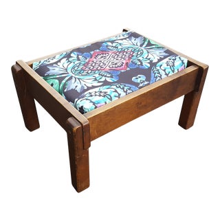 Vintage Bohemian Chic Mid-Century Ottoman For Sale