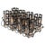 Mid-Century Modern Black and Gold Atomic Starburst Highball Glasses in Holder, Set of Eight American, Circa 1955–1965 This...