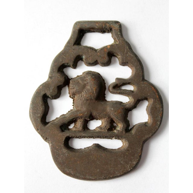 Brass Antique Brass Lion Equestrian Harness Ornament For Sale - Image 8 of 8