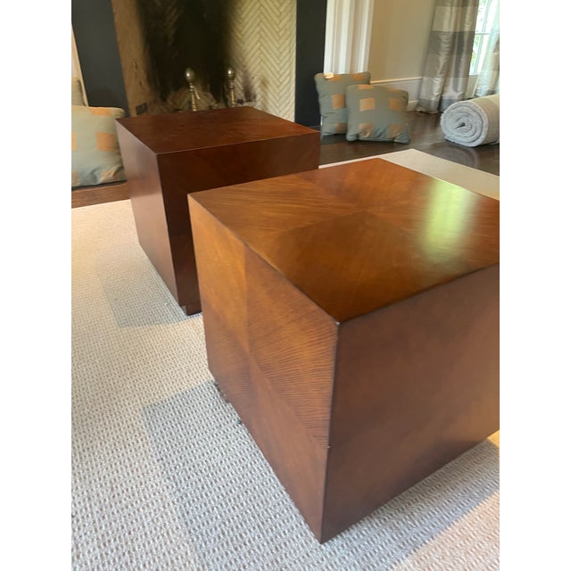 Vintage Mitchell Gold Style Cube Side Tables—A Pair For Sale - Image 4 of 12