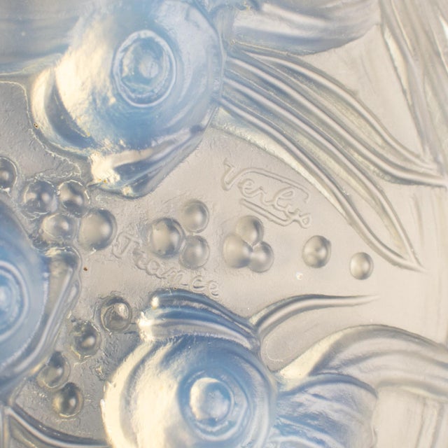 Transparent Verlys France Art Deco Opalescent Glass Wine Coasters with Fish Decor, 2 pieces For Sale - Image 8 of 16