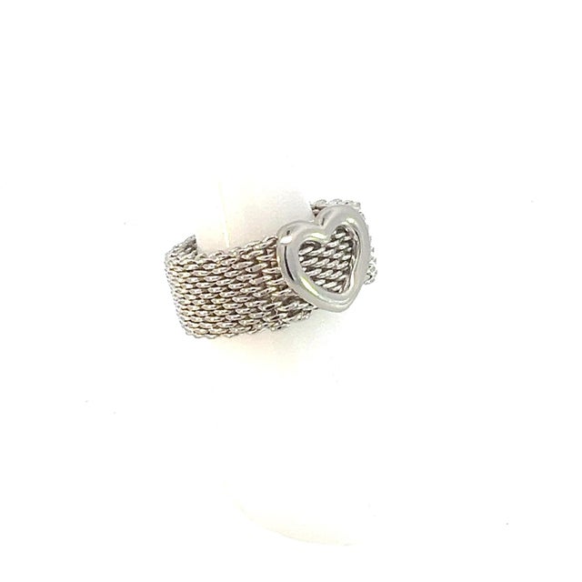 Authentic Tiffany & Co Estate Somerset Heart Ring Size 7 Silver height 9.60 mm TIF609 This elegant Authentic Tiffany & Co...