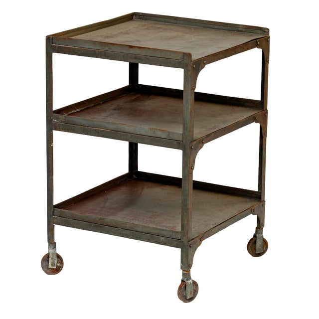 Pr. MCM Industrial Rolling Side Tables For Sale - Image 13 of 18