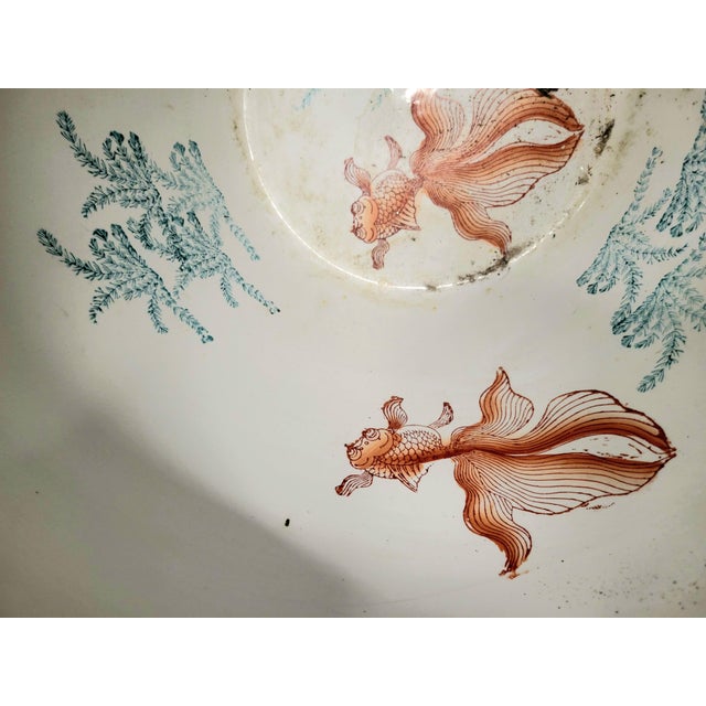 Ceramic Vintage Oversized Qianlong Famille Rose Style Chinese Chinoiserie Porcelain Fish Bowl Planter For Sale - Image 7 of 8