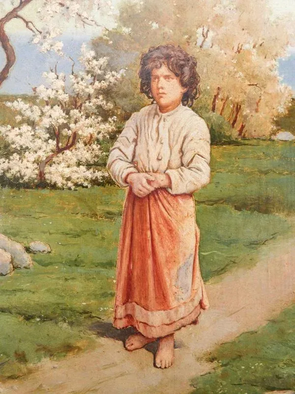 P. Rossi, Landscape with the Figure of a Woman, 1800s-1900s, Oil