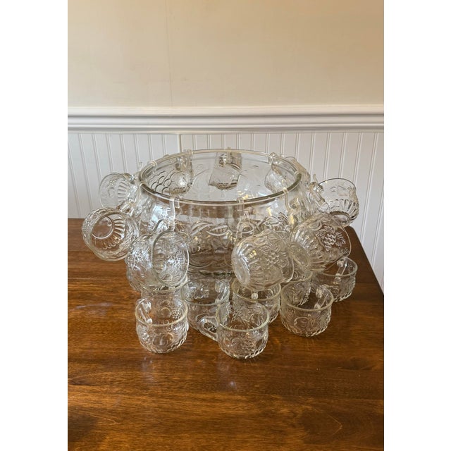 Mid 20th Century Jeanette Glass Fruit Pattern Punch Bowl Set - 34pcs For Sale - Image 9 of 12