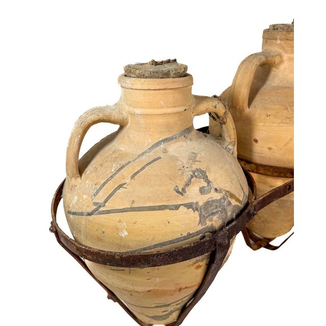 Early 20th Century Early 20th Century 3 Spanish Oil Jars on Metal Rack For Sale - Image 5 of 5