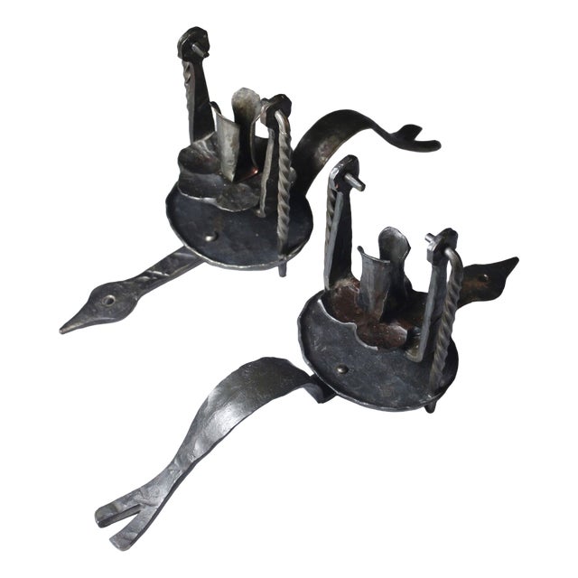 French Castle Wrought Iron Candle Sconces, Set of 2 For Sale