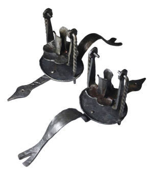 French Castle Wrought Iron Candle Sconces, Set of 2