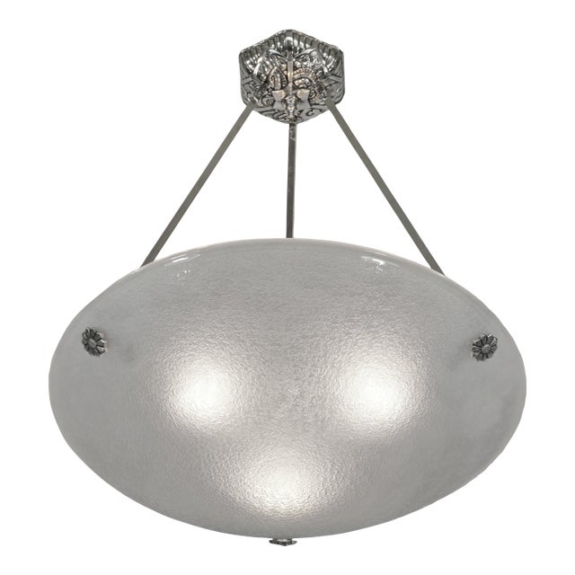 Large French Art Deco Pendant Light by Muller Freres 1920s France For Sale