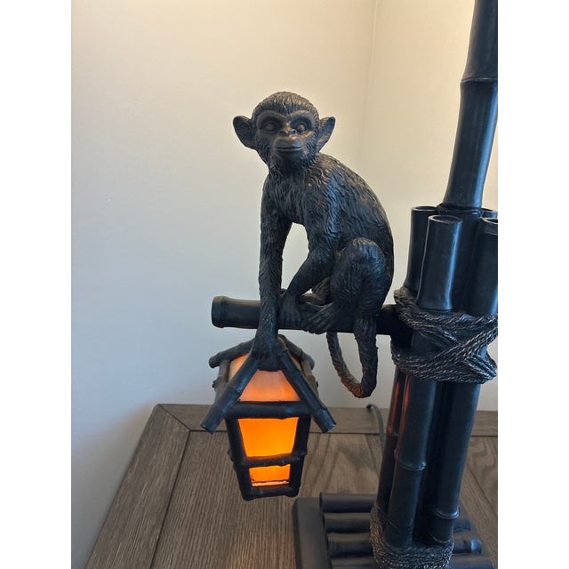 Mid-Century Modern Mid 20th Century Maitland Smith Style Monkey Bamboo Table Lamp For Sale - Image 3 of 14