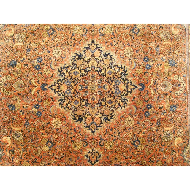 1920s Antique Persian Sarouk Oriental Rug, in Room Size, with Central Medallion For Sale - Image 5 of 7