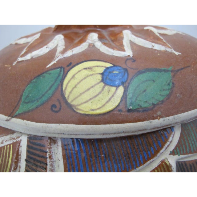 Large Mexican Tonala Redware Pottery Bird Chick-a-Dee Tureen Jar With Lid For Sale In Portland, OR - Image 6 of 11