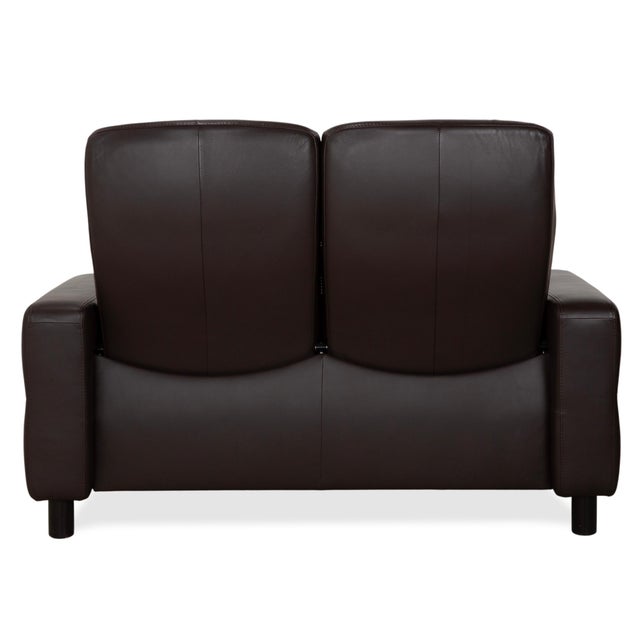 Wave Leather Two-Seater Brown Espresso Manual Function Sofa from Stressless For Sale - Image 15 of 17