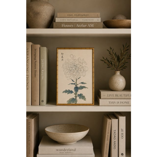 Paper White Mum by Hasegawa, Vintage Japanese Botanical Art Print, 12" X 18" For Sale - Image 7 of 8