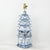 White Pair of Vintage Dutch Style Blue and White Hand Painted Pagoda Metal Table Lamps With Cherub and Floral Motif For Sale - Image 8 of 13