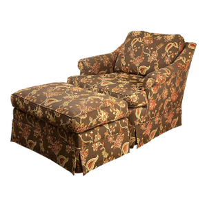 Vintage Custom Upholstered Club Chair and Ottoman