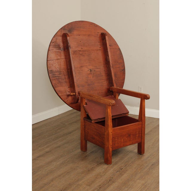 Antique Softwood Round Tilt Top Bench Dining Table For Sale - Image 12 of 12