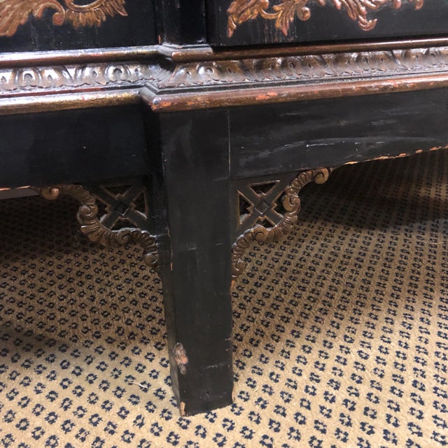 Black Chinoiserie Marble Top Breakfront Sideboard For Sale - Image 8 of 12