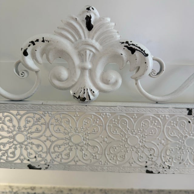 Vintage Decorative Shabby Chic Metal Vanity Wall Shelf For Sale In Raleigh - Image 6 of 12