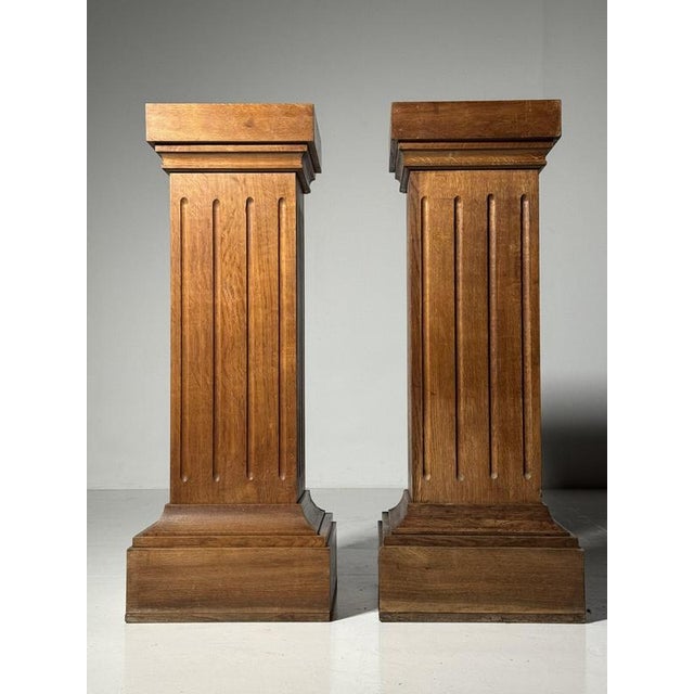 Wood Mid-Century Oak Columns, 1960s, Set of 2 For Sale - Image 7 of 16