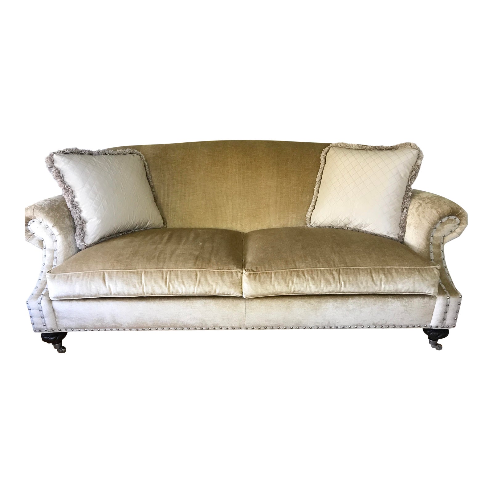 Ethan Allen Beige Velvet Sofa Chairish
